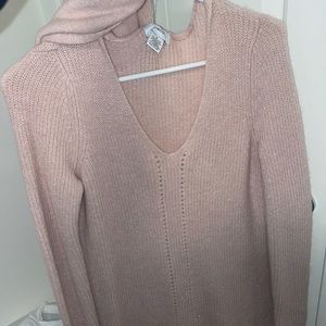 Liz Claiborne Pink Sweater Dress a with Scarf NWTS
